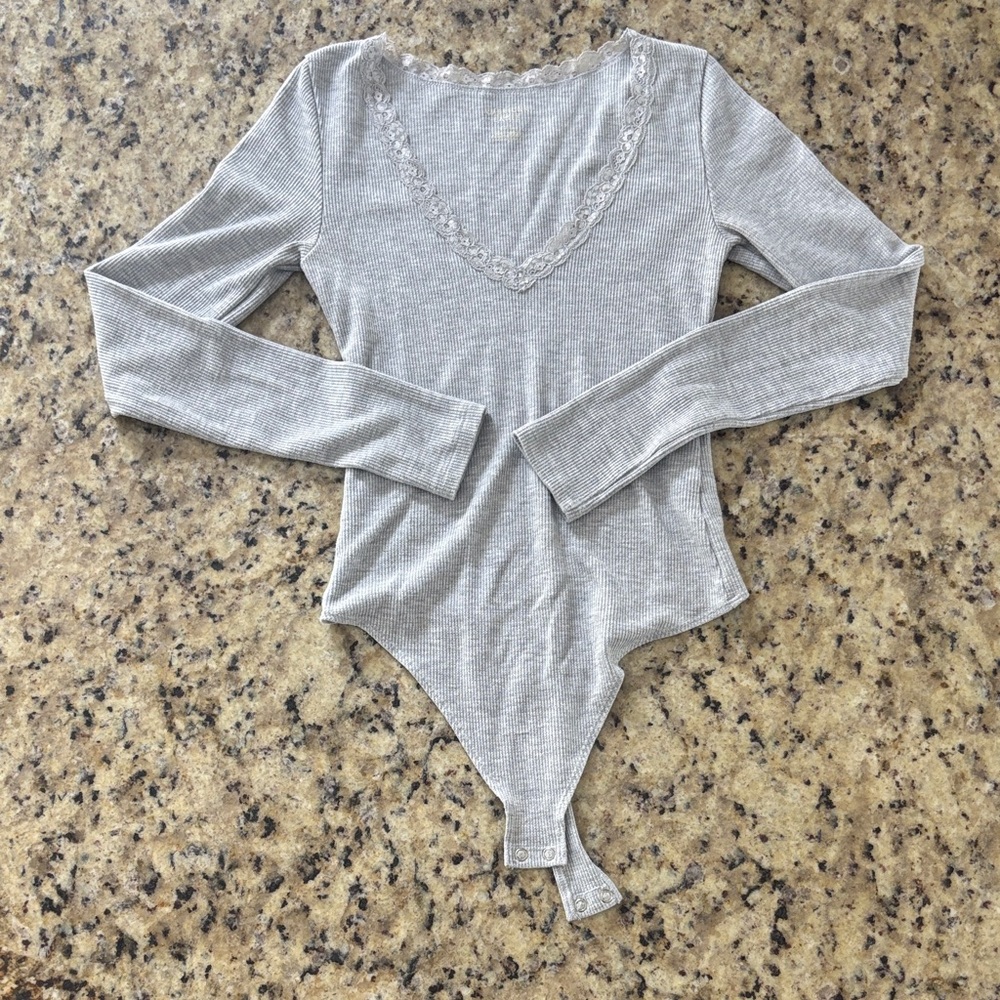 Gray Women's Long Sleeve Bodysuit